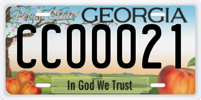 GA license plate CCO0021