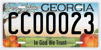 GA license plate CCO0023