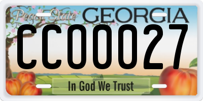 GA license plate CCO0027