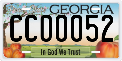 GA license plate CCO0052