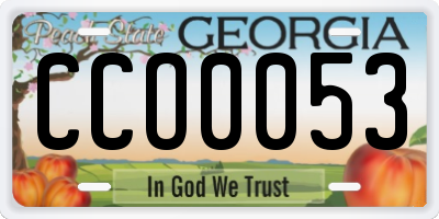 GA license plate CCO0053