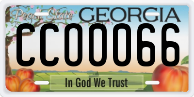 GA license plate CCO0066