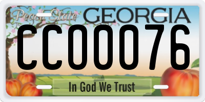 GA license plate CCO0076