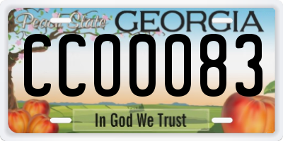 GA license plate CCO0083