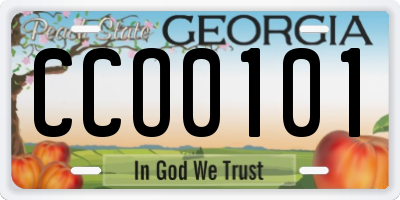 GA license plate CCO0101