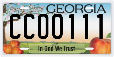 GA license plate CCO0111