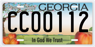 GA license plate CCO0112