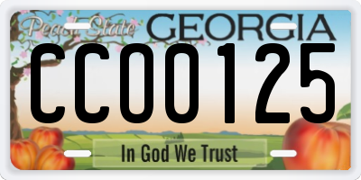 GA license plate CCO0125