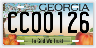 GA license plate CCO0126