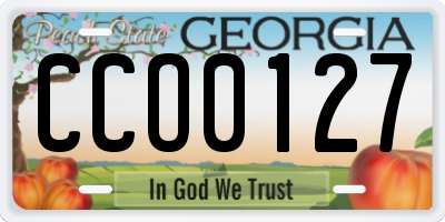 GA license plate CCO0127