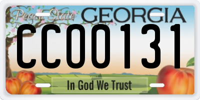 GA license plate CCO0131