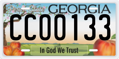 GA license plate CCO0133