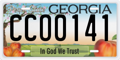 GA license plate CCO0141