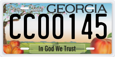 GA license plate CCO0145