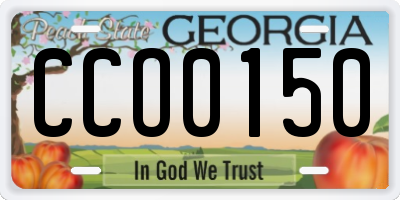 GA license plate CCO0150
