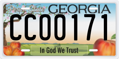 GA license plate CCO0171