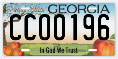 GA license plate CCO0196