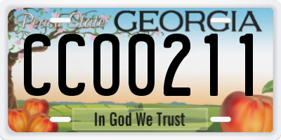 GA license plate CCO0211