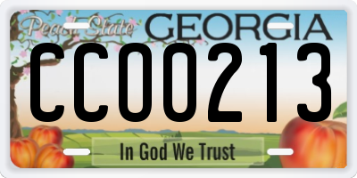 GA license plate CCO0213