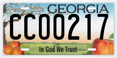 GA license plate CCO0217