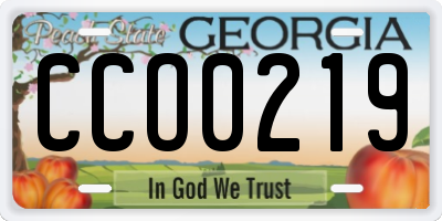 GA license plate CCO0219
