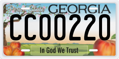 GA license plate CCO0220