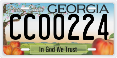 GA license plate CCO0224