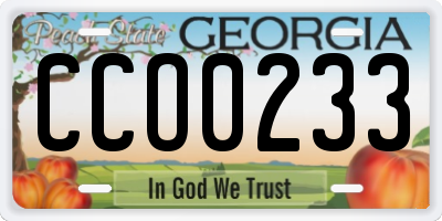 GA license plate CCO0233