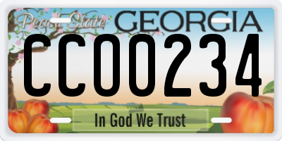 GA license plate CCO0234
