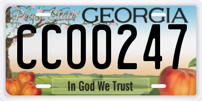 GA license plate CCO0247