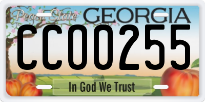 GA license plate CCO0255