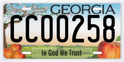GA license plate CCO0258