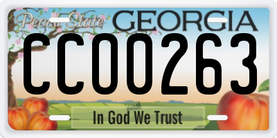 GA license plate CCO0263