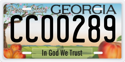 GA license plate CCO0289