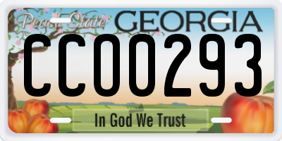 GA license plate CCO0293