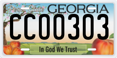 GA license plate CCO0303