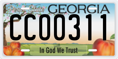 GA license plate CCO0311