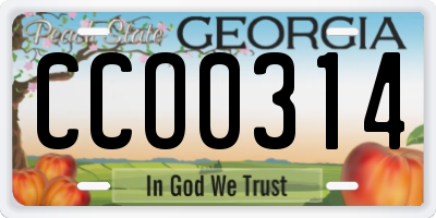 GA license plate CCO0314