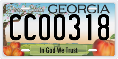GA license plate CCO0318