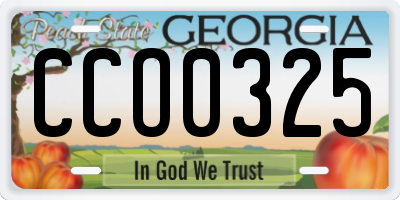 GA license plate CCO0325