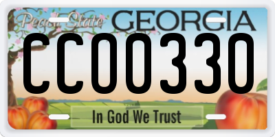GA license plate CCO0330