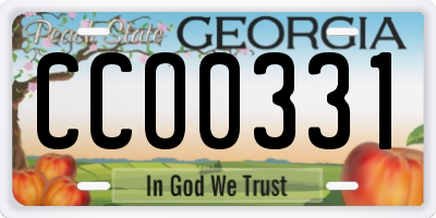 GA license plate CCO0331
