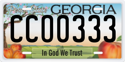 GA license plate CCO0333