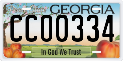 GA license plate CCO0334