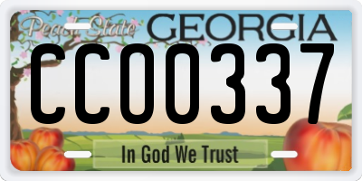 GA license plate CCO0337