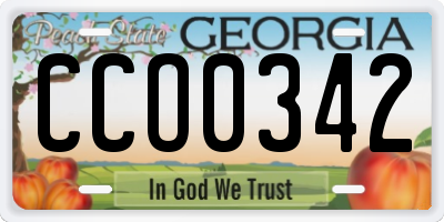 GA license plate CCO0342