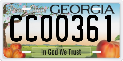 GA license plate CCO0361