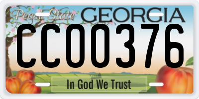 GA license plate CCO0376