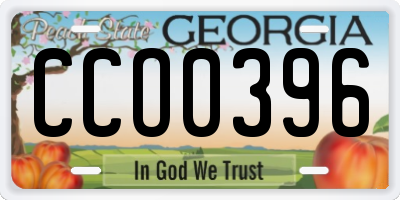 GA license plate CCO0396