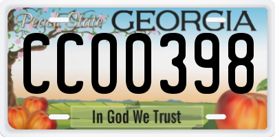 GA license plate CCO0398